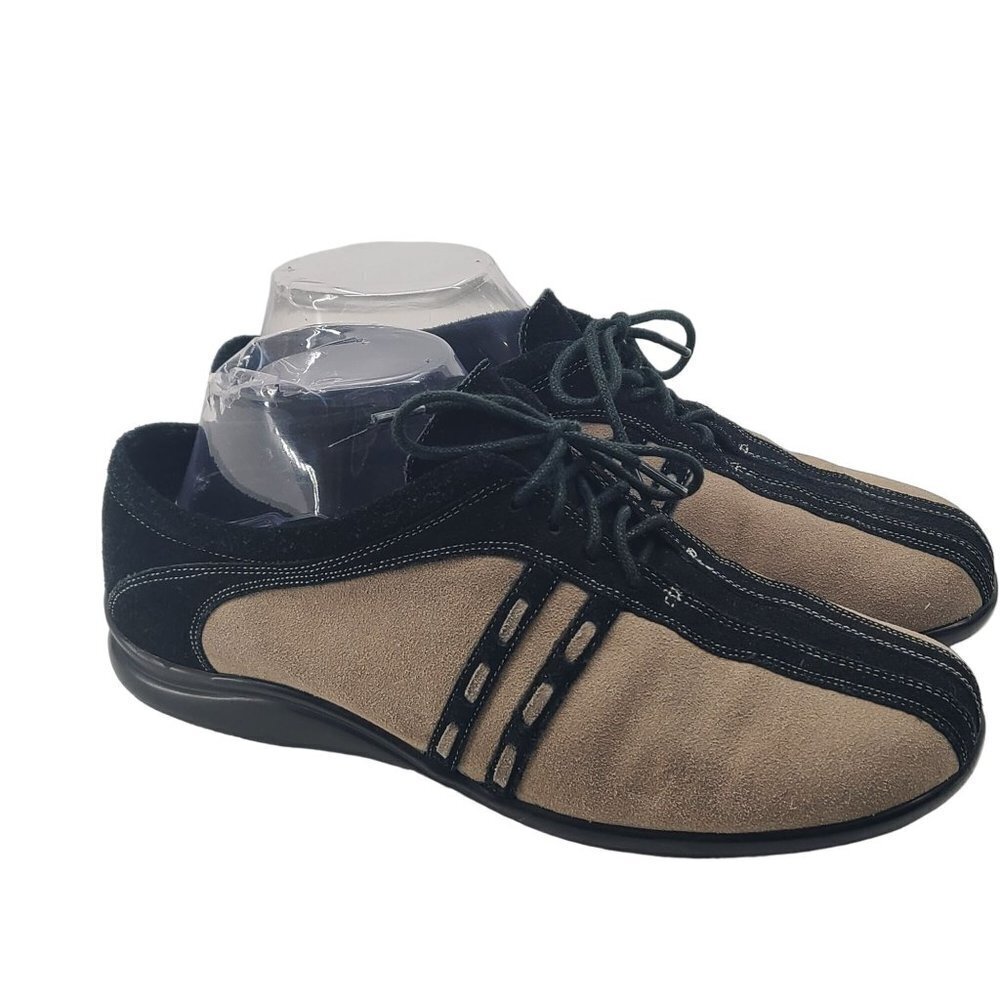 David Tate Wow Oxford Shoes Black Tan Suede Leather Lace Up Size 8W